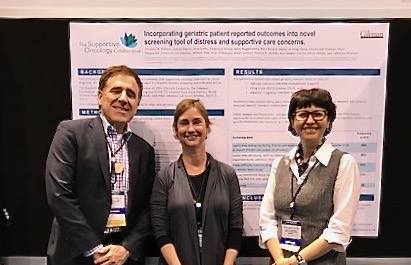 Dr. Lawrence Feldman, Mary Pasquenelli from UI Health and Julia Trosman, Center for Business Models in Healthcare at ASCO 18 poster session